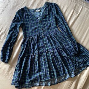 Blue & green plaid long sleeve mini dress from Francescas💚